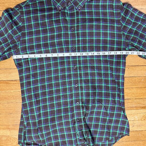 Ledbury Mens Brown Green Plaid Long Sleeve Button Down Size 15.5 - Picture 6 of 8